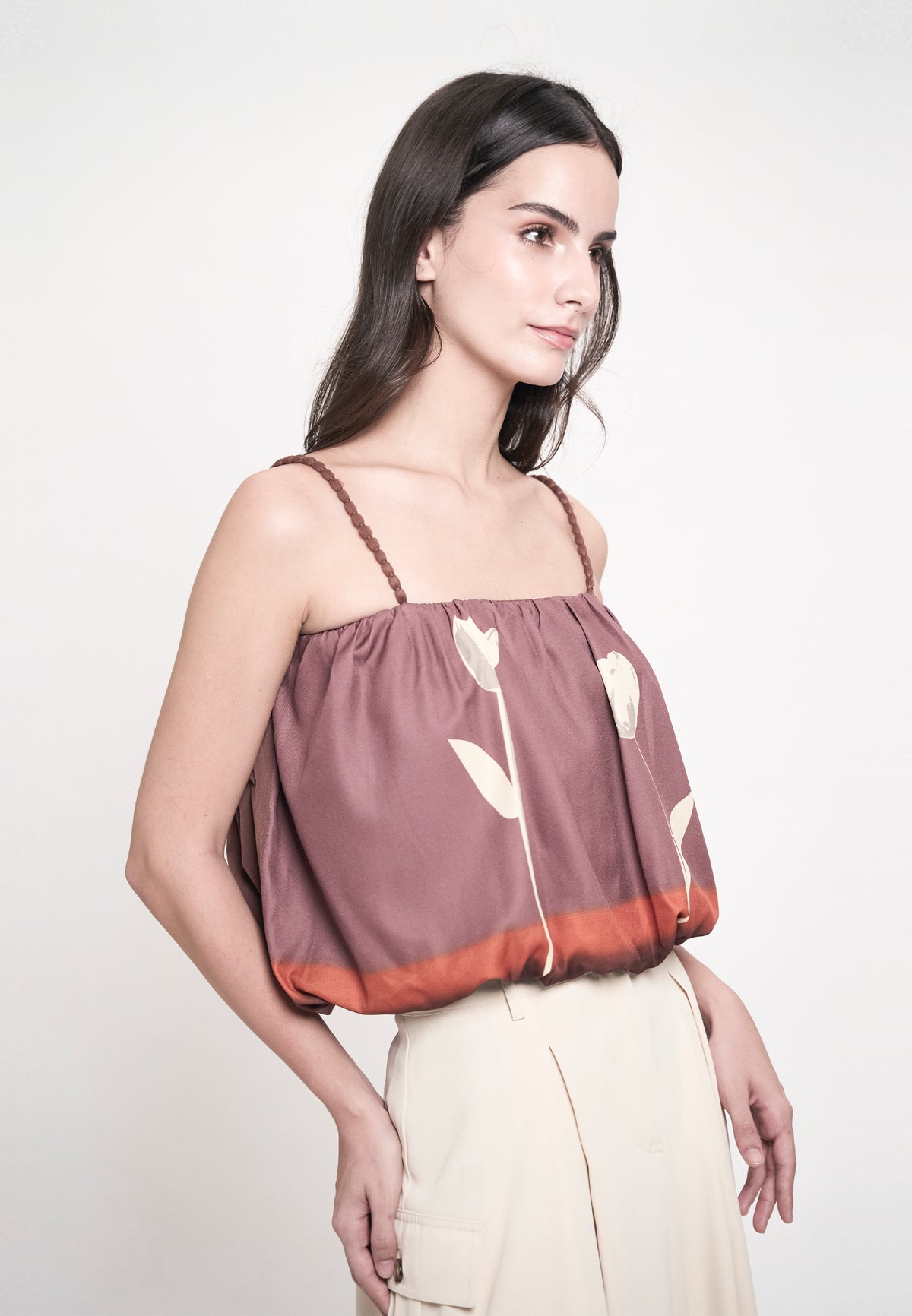 Gabriele Sleeveless Top (Spot Print Brown)