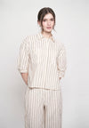 Gambry Quarter Sleeve Top (Striped Cream)