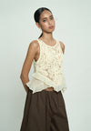 Gandham Sleeveless Top (Cream)
