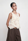 Gandham Sleeveless Top (Cream)