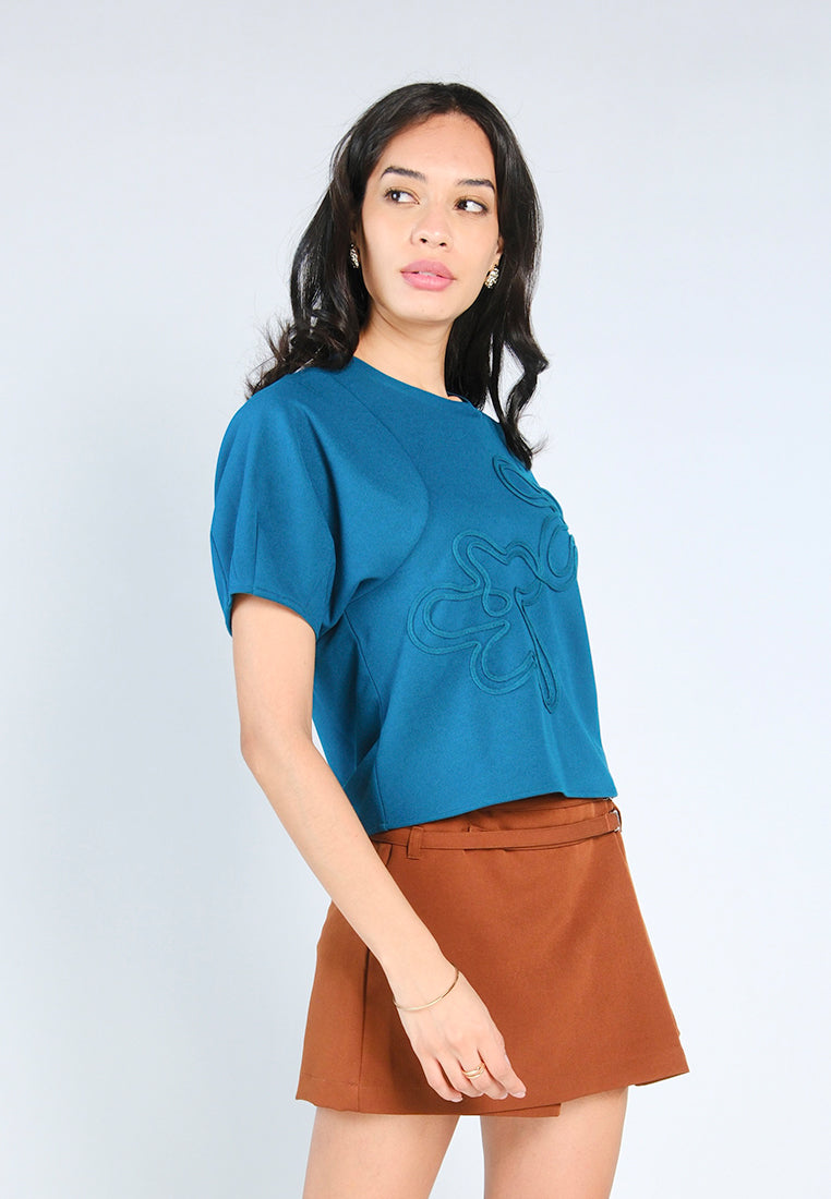 Nobleza Garner Short Sleeve Top (Teal)