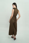 Giann Sleeveless Pantsuit W/ Scarf (Brown)