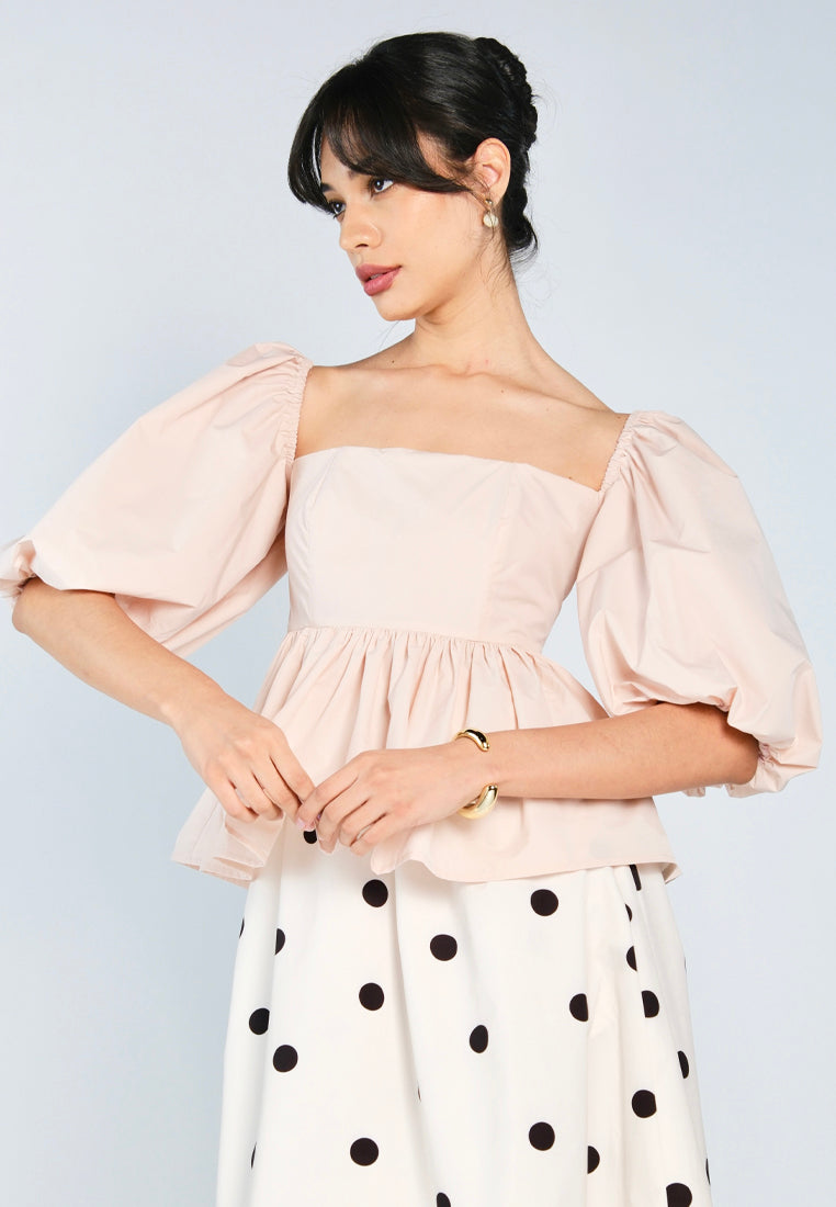 Mark Bumgarner X Vania Romoff For Plains & Prints Gia Short Sleeve Top (Blush)