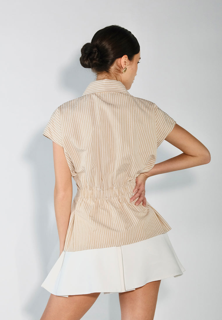 Sari- Sari Giliw Short Sleeve Top (Striped Brown)