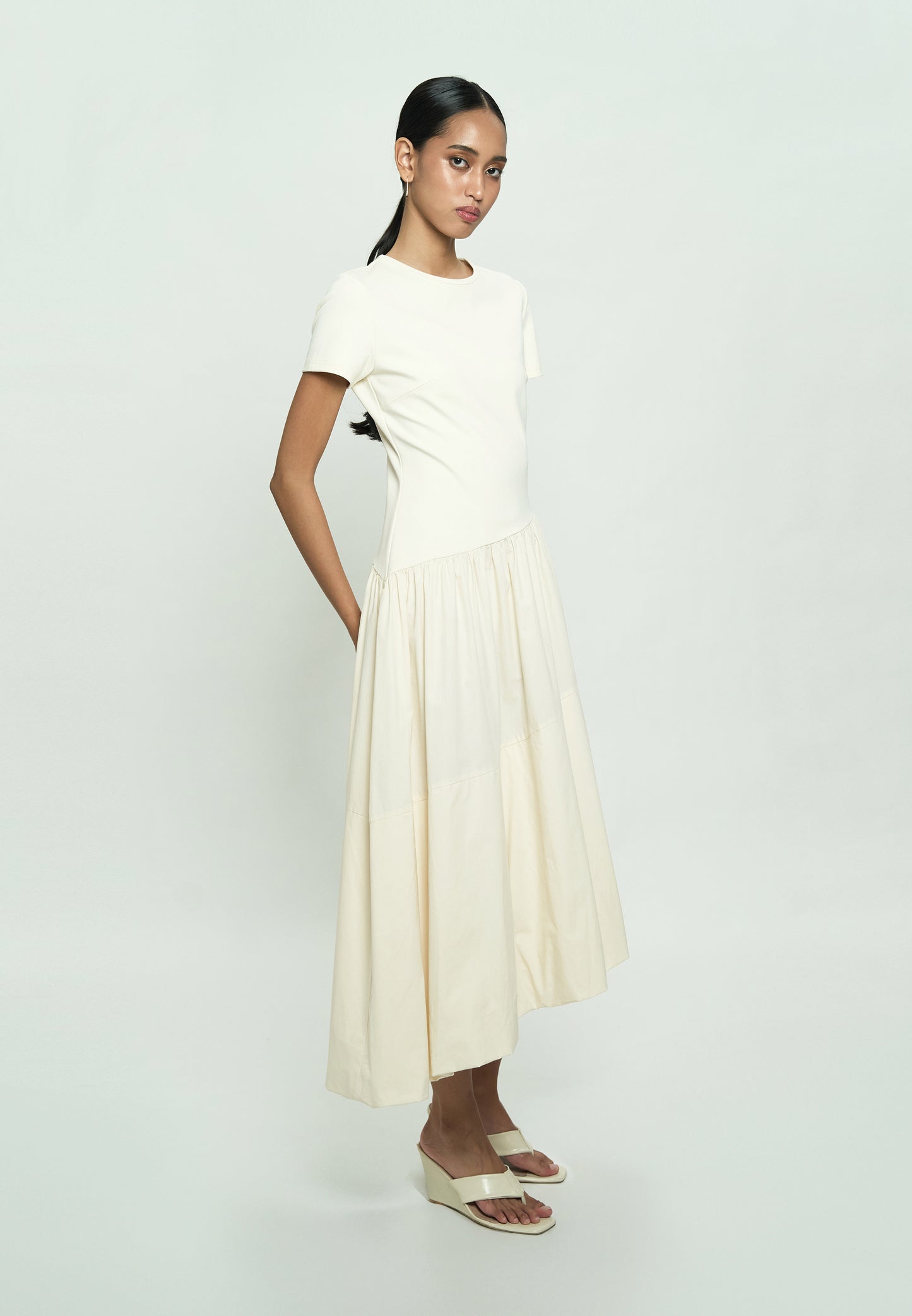 Ginc Short Sleeve Dress (Cream)