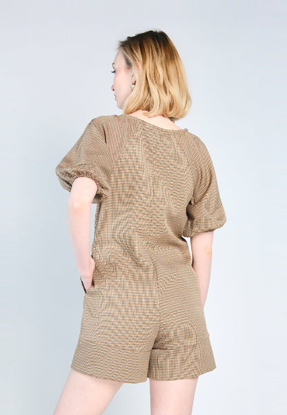 Nobleza Ginny Short Sleeve Playsuit (Brown)