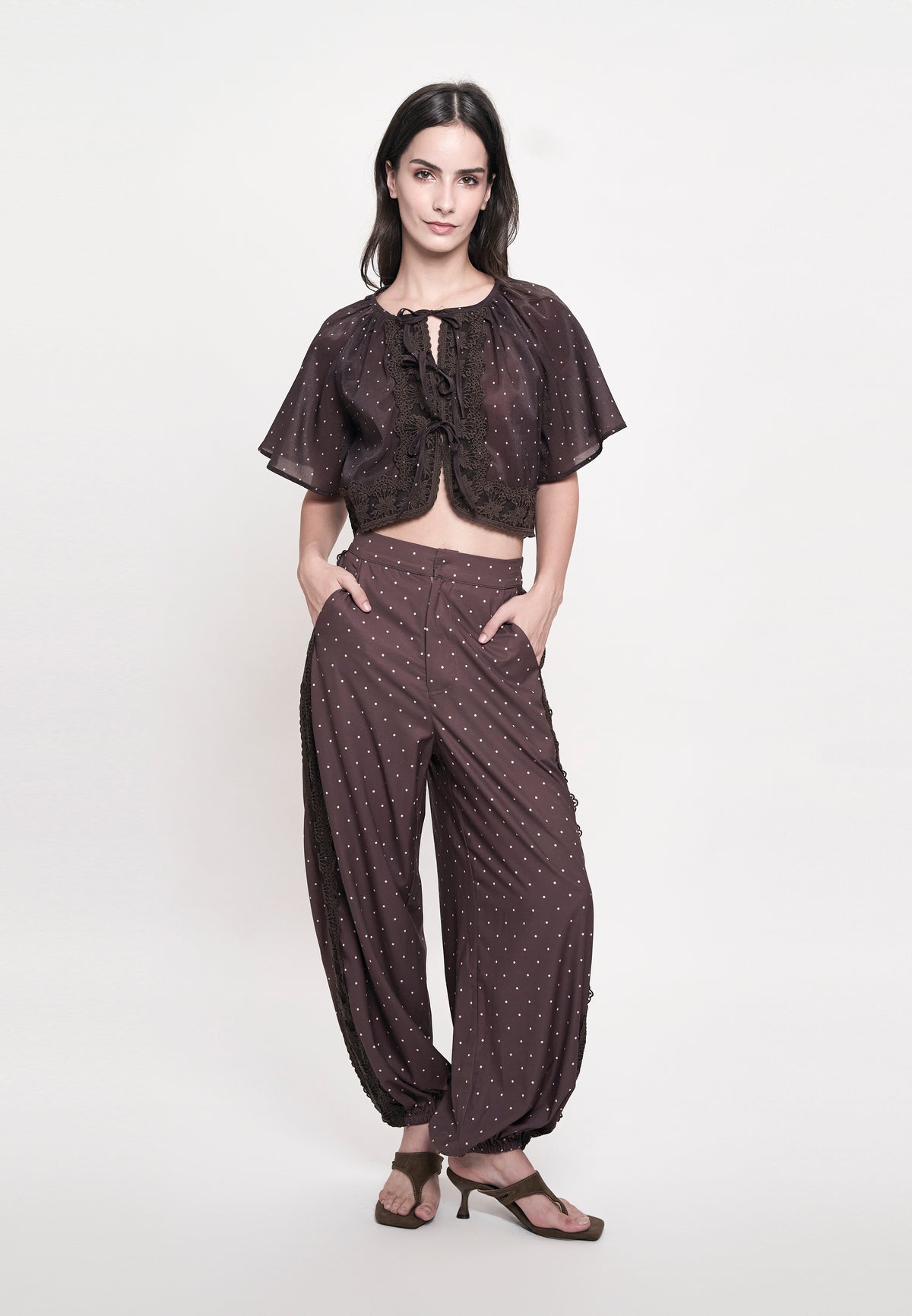 Giorgia Short Sleeve Top (Printed Brown)