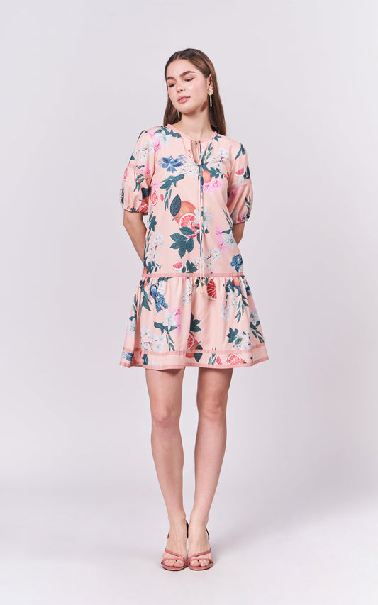 Summer Dresses 2025 Grapefruit Quarter Sleeve Dress (P.Peach)