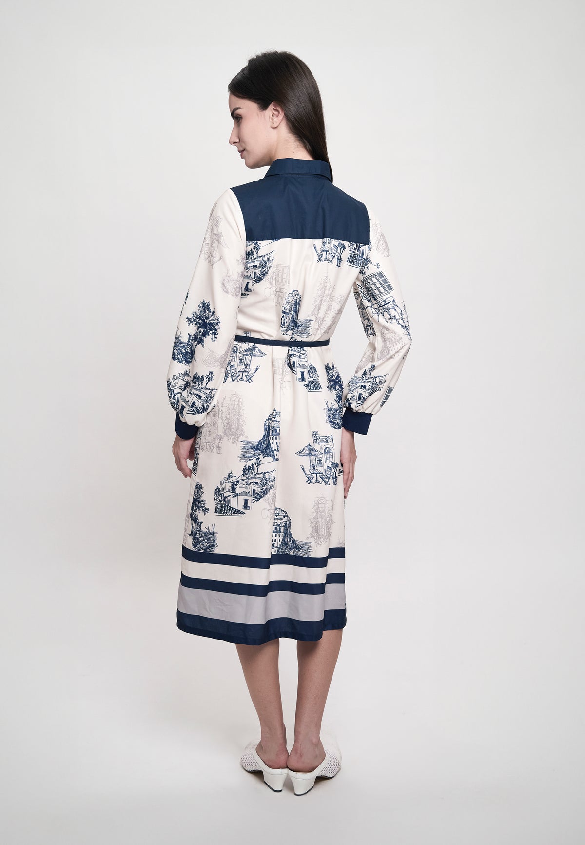 Greece Long Sleeve Dress (Printed Taupe)