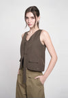 Grey Sleeveless Top (Brown )