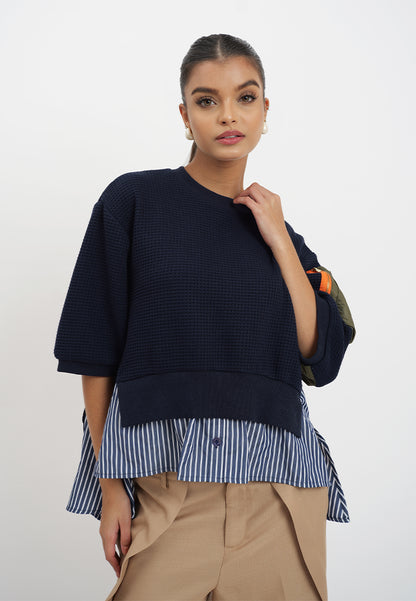 Raf Hadley Quarter Sleeve Top (Navy)
