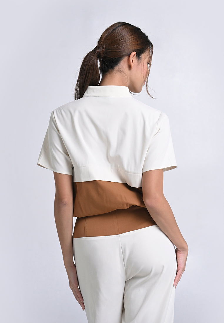 Archetype Travel Hansen Short Sleeve Top (Cream/Brown)