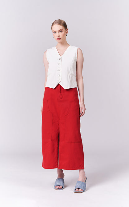 DNM Studios Harmonee Denim Skirt (Red)