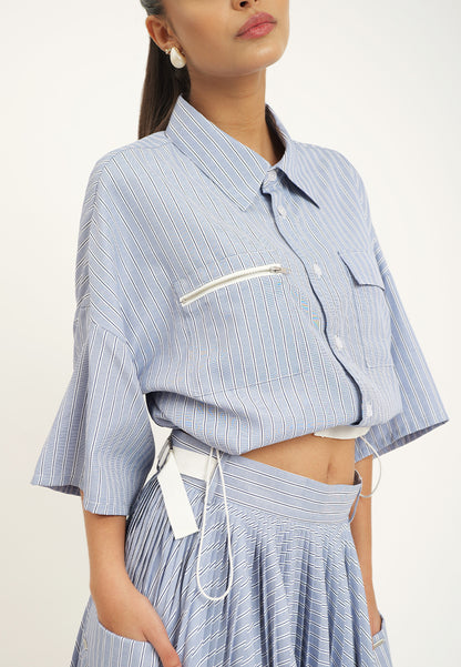 Raf Heron Short Sleeve Top (Blue/White)