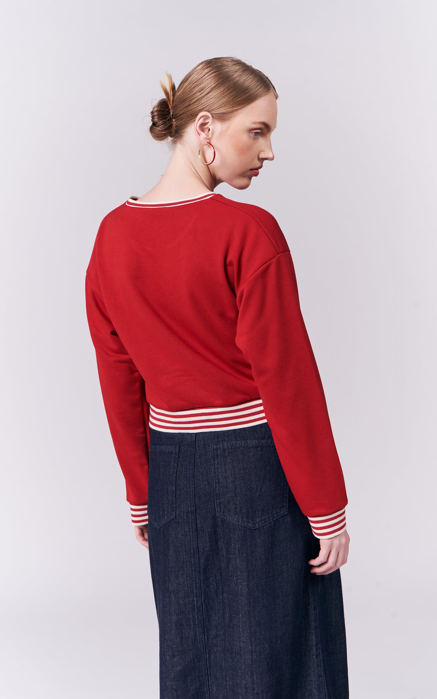 DNM Studios Horizon Long Sleeve Pullover Top (Red)