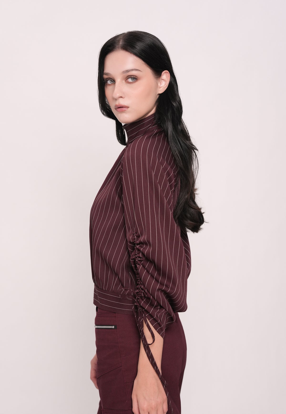 Huxlei Long Sleeve Top (Striped Plum)