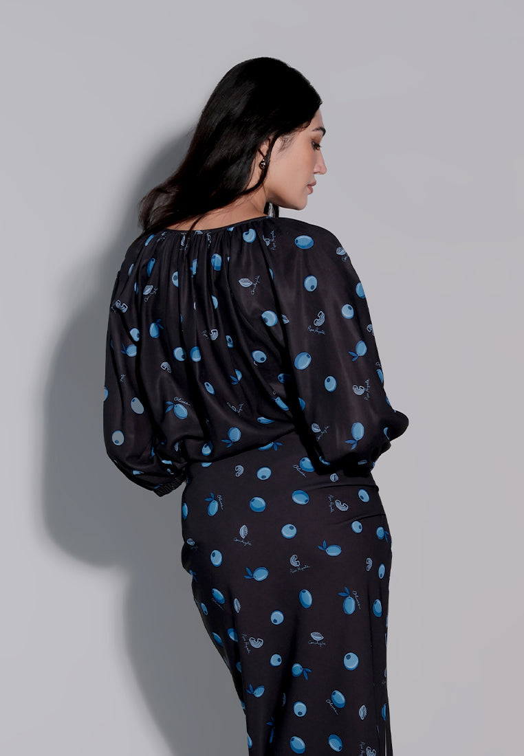 Holiday 2025 Idinna Quarter Sleeve Top (Printed Black)