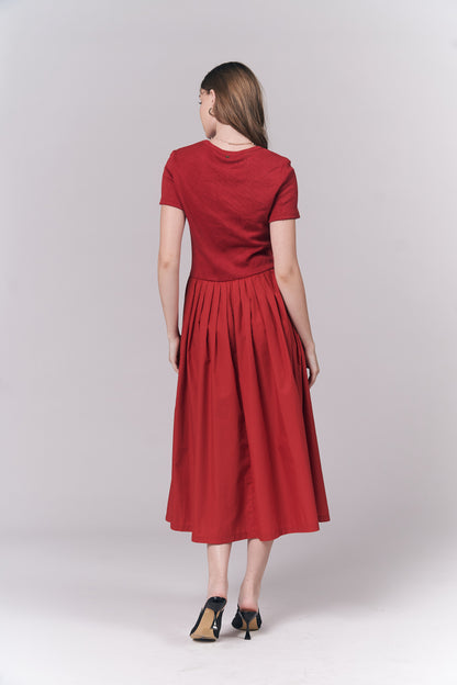 Illo Short Sleeve Dress (Red)