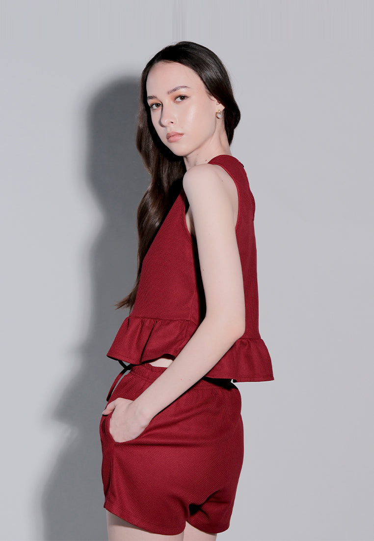 Holiday 2025 Imma Top And Shorts Set Top (Burgundy)