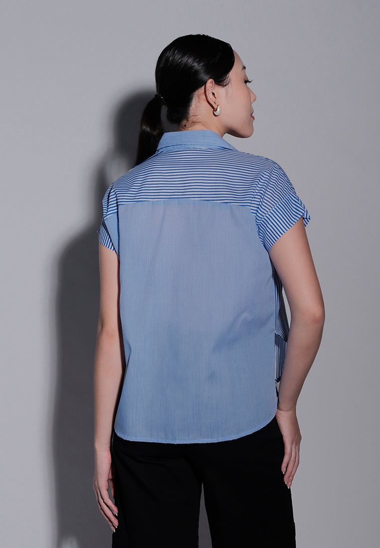 Holiday 2025 Iran Short Sleeve Top (Striped  Blue)