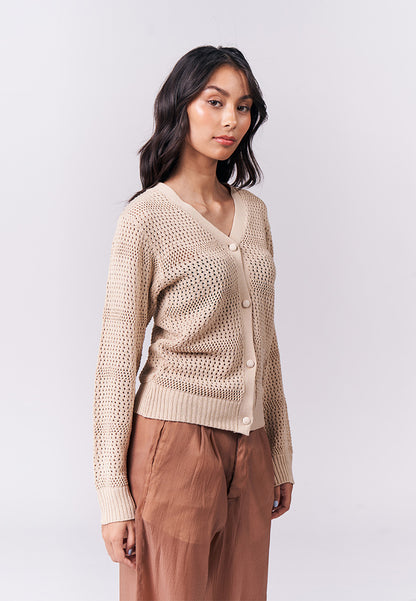 Irene Long Sleeve Jacket Top (Tan)