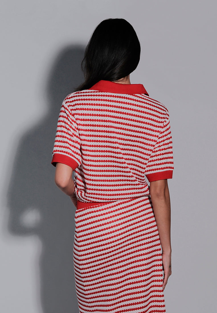 Holiday 2025 Irra Short Sleeve Top (Striped Red)