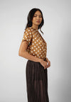 Raf Isabelle Short Sleeve Top (Polka Brown)
