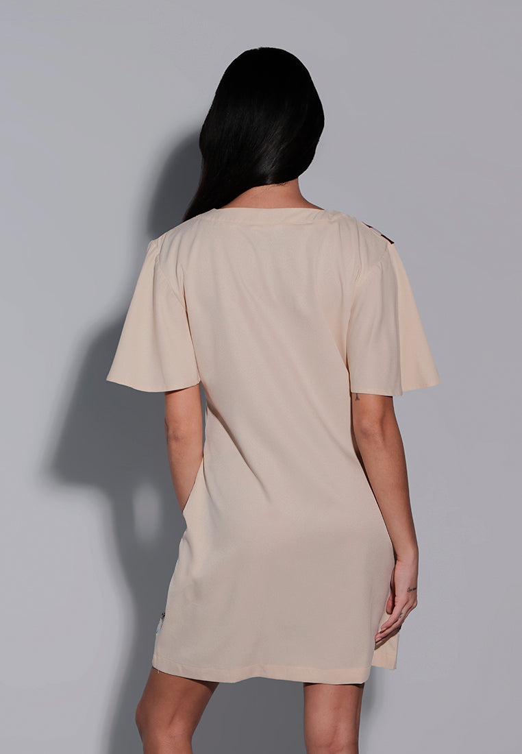 Islander Short Sleeve Dress (Printed Beige)