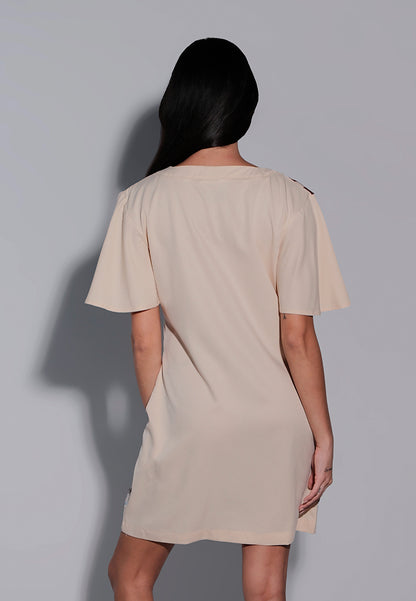 Islander Short Sleeve Dress (Printed Beige)
