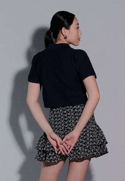 Holiday 2025 Ivorie Short Sleeve Top (Navy)