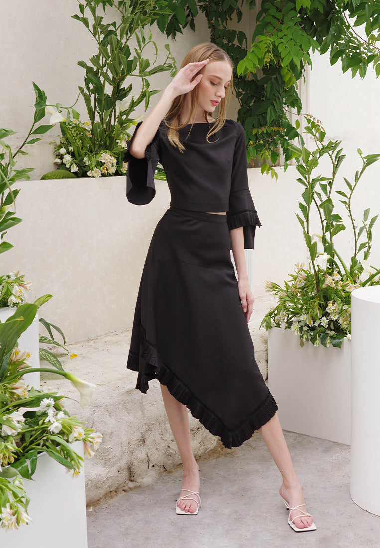 Plains & Prints X Michael Leyva Isabelle Quarter Sleeve Top (Black)