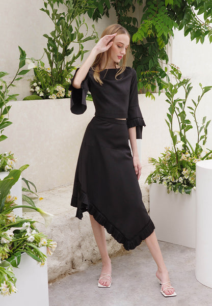 Plains & Prints X Michael Leyva Isabelle Quarter Sleeve Top (Black)