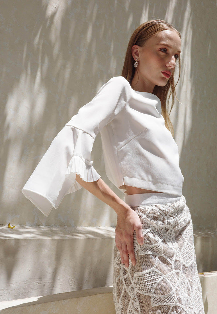 Plains & Prints X Michael Leyva Isabelle Quarter Sleeve Top (White)