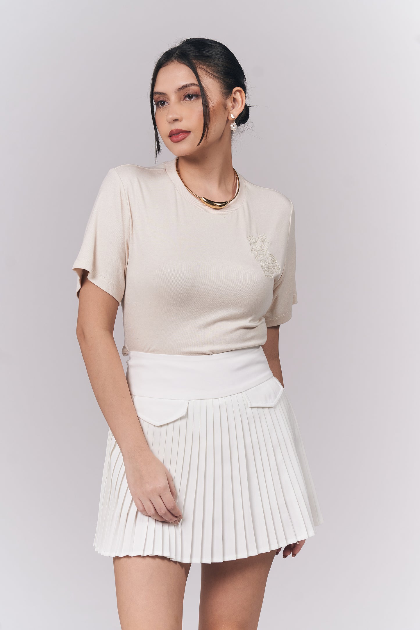 Jacey Short Sleeve Top (Cream)