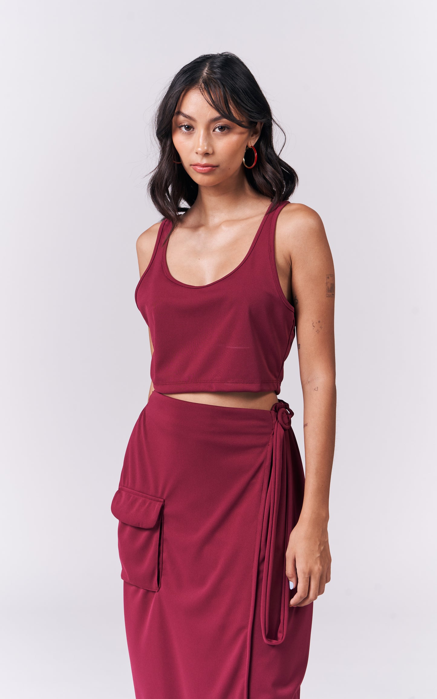 Jazmine Sleeveless And Skirt (Burgundy)