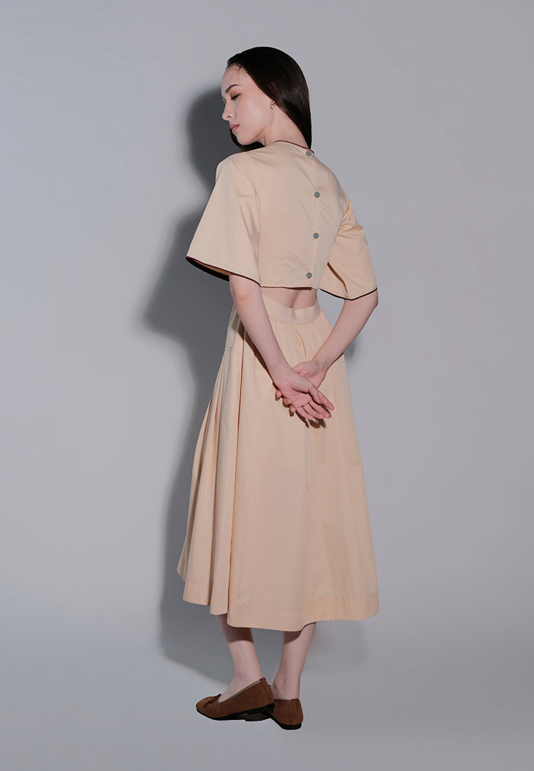 Holiday 2025 Jengga Short Sleeve Dress  (Beige)