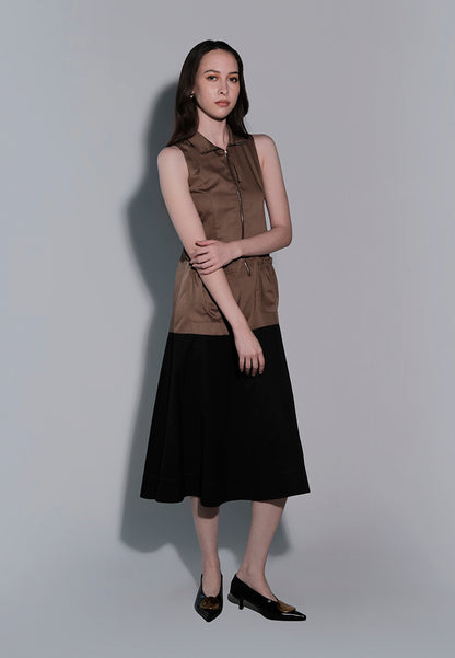 Holiday 2025 Jhanna Sleeveless Dress  (Khaki Black)