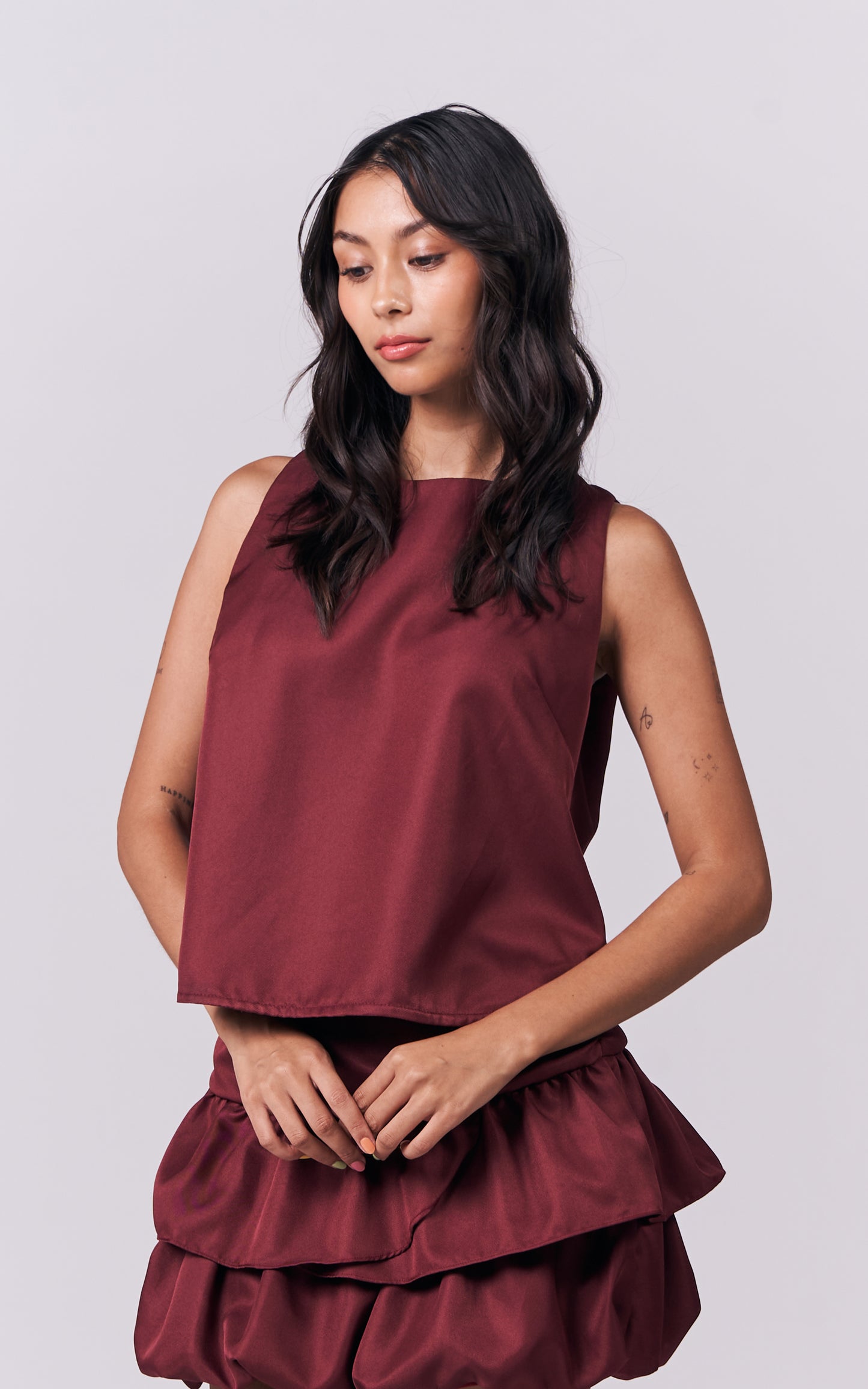 Jianna Sleeveless Top (Burgundy)