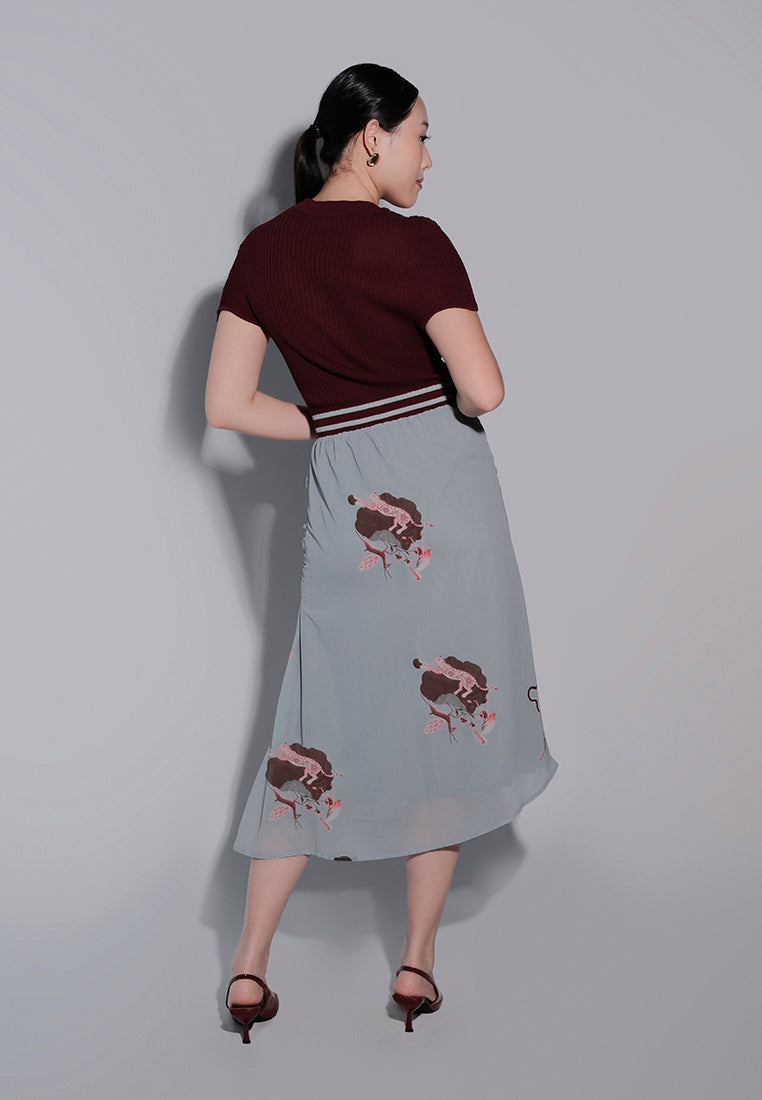 Holiday 2025 Jitters Short Sleeve Dress (Maroon/Mint)