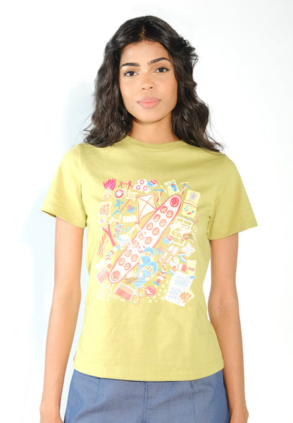 Culturatees Kultura Short Sleeve Shirt Top (Lime)