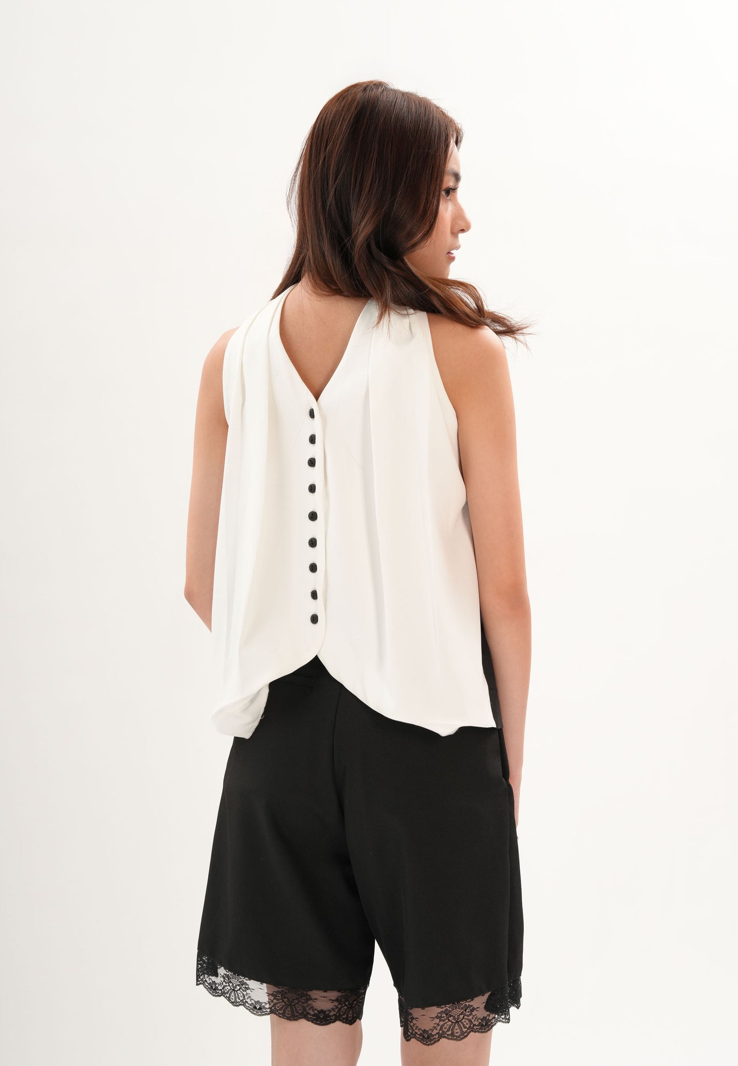 Archetype Refined Lucent Sleeveless Top (White/Black)