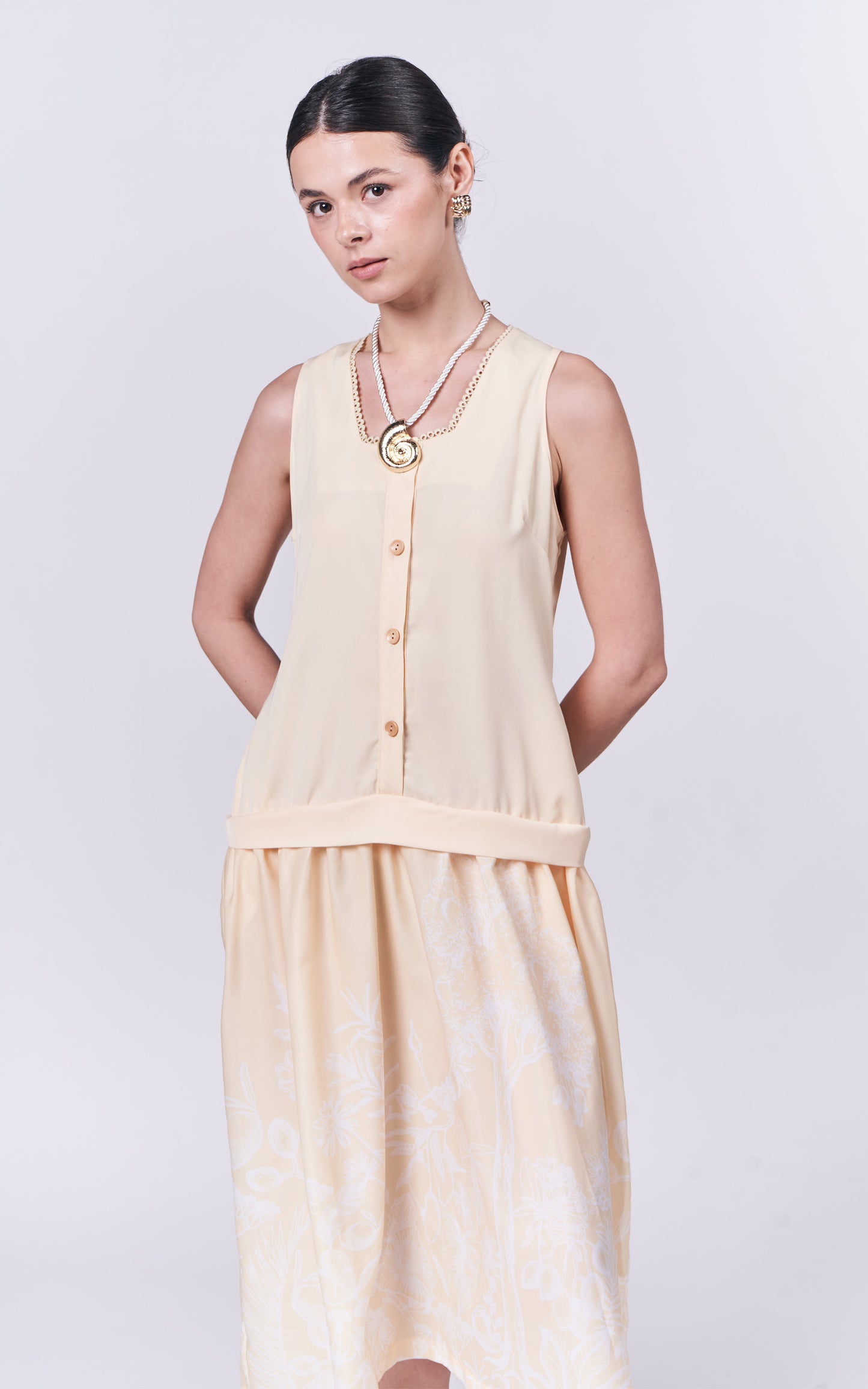 Summer Dresses 2025 Mango Sleeveless Dress (Yellow)