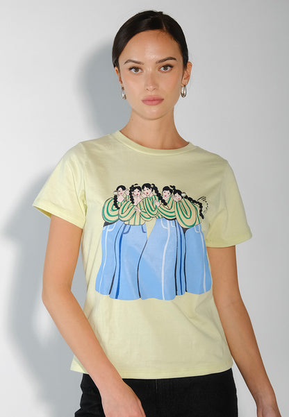 Culturatees Maritess Short Sleeve Shirt Top (Light Yellow)