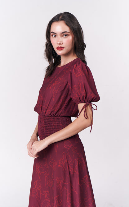 Merlot Short Sleeve Dress (Burgundy)