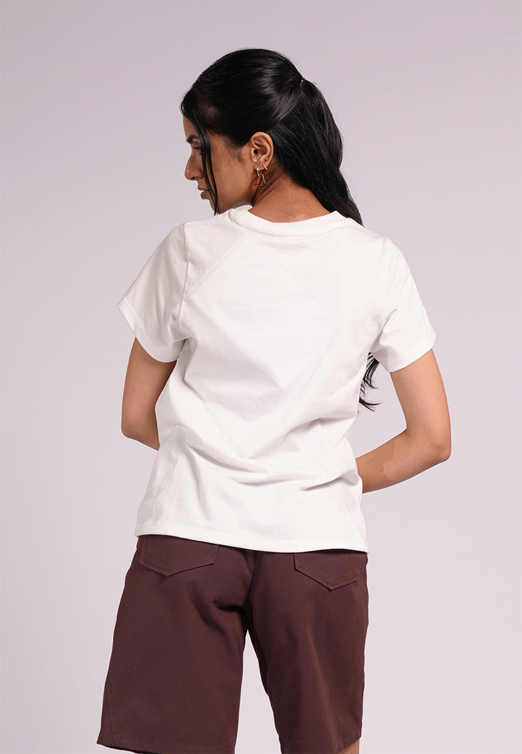 Summer Tees 2026 Milena Short Sleeve Shirts Top (White)
