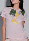 Holiday Tees 2025 Mistletoe Short Sleeve Shirt Top (Pink)
