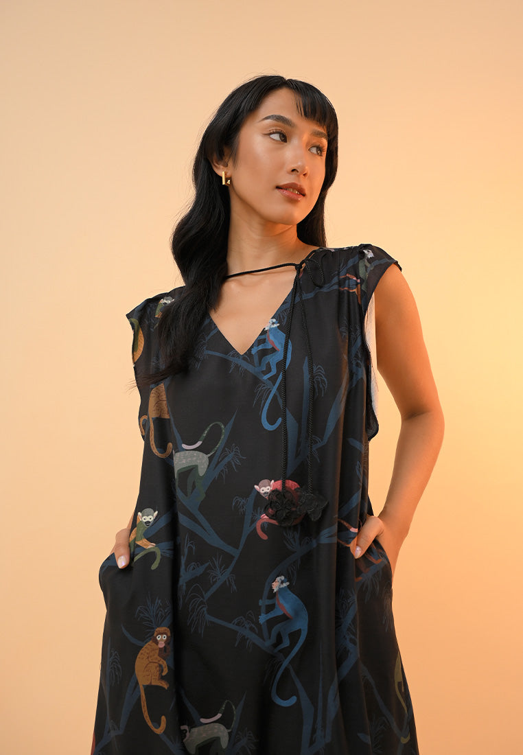 Monkey Short Sleeve Dress - Summer Dresses (Multi)