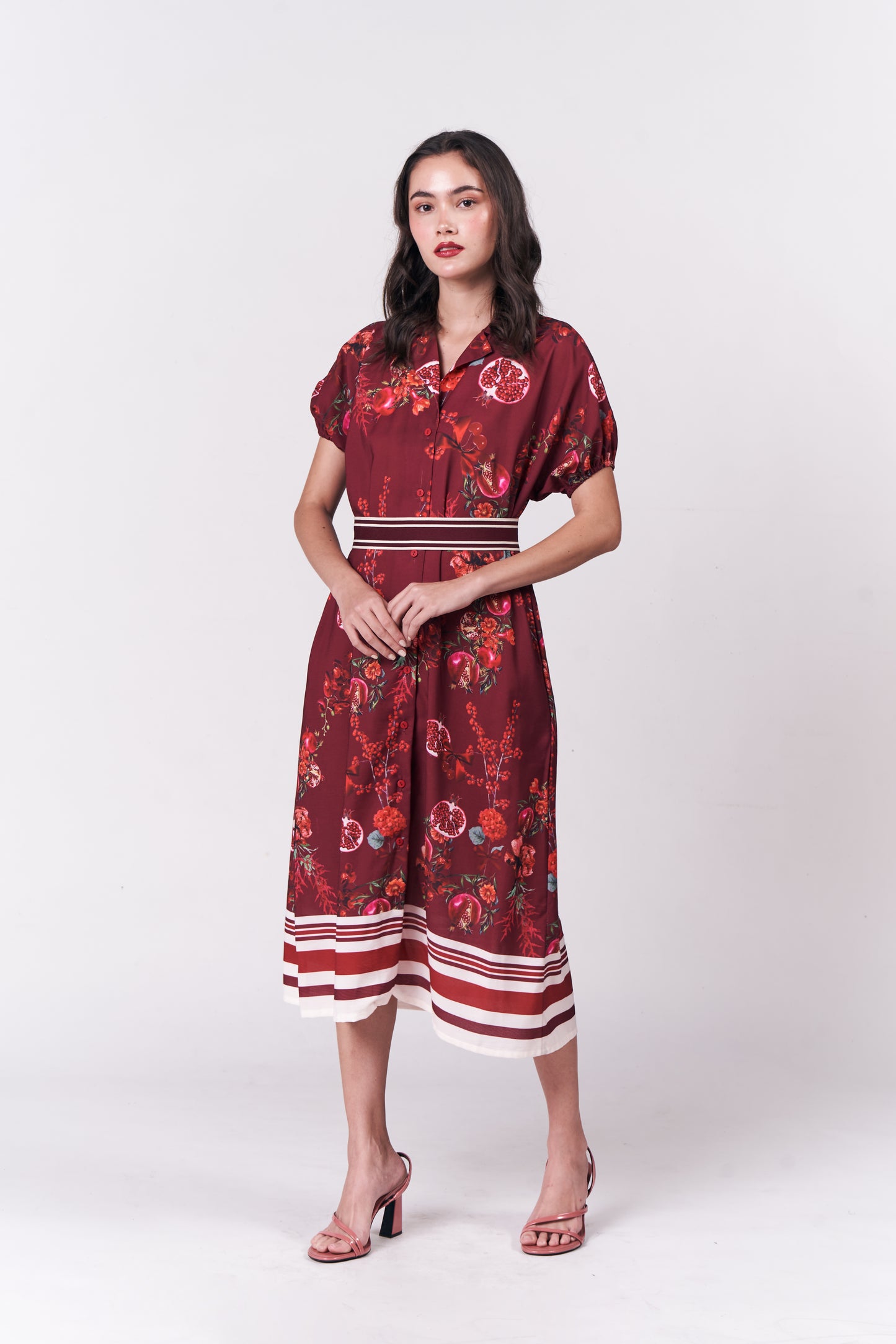 Holiday Dresses Mulberry Short Sleeve Dress (Burgundy)