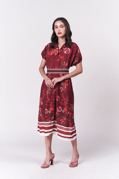 Mulberry Short Sleeve Dress (Burgundy)