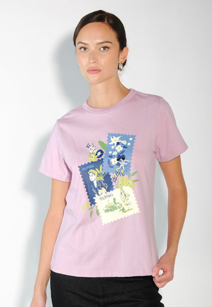 Culturatees Poskard Short Sleeve Shirt Top (Lilac)